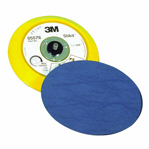 Stikit Disc Pad, Foam, 6 in dia, 5/16-24 arbor, 7.38 in L, Yellow 405-051144-05576