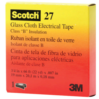 Glass Cloth Electrical Tape 27, 3/4 in x 66 ft, White 500-150749