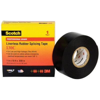 Linerless Rubber Splicing Tape 130C, 30 ft x 1-1/2 in, Black 500-417187