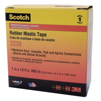 Rubber Mastic Tapes 2228, 2 in x 10 ft, 65 mil, Black 500-096566