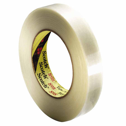 Filament Tape, 898, 0.47 in W x 60 yd L, 6.6 mil Thick, Clear 405-051131-06896