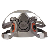 Half Facepiece Reusable Respirator 6000 Series, Medium, Resist Gases, Vapors, Particulates, Adjustable Strap, TPE 142-6200