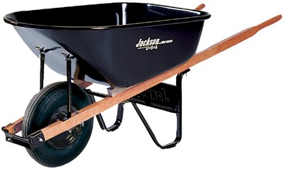 Steel Medium Duty Wheelbarrow, 6 cu ft, 1 Pneumatic 2-Ply, Black 027-J6