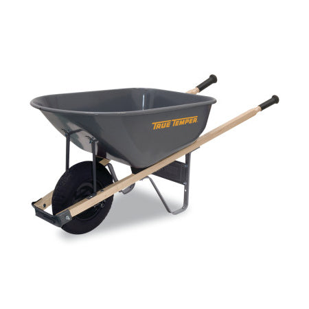 Steel Wheelbarrow, 6 cu ft, 1 Never Flat Tire, Cool Gray 027-R6FF25