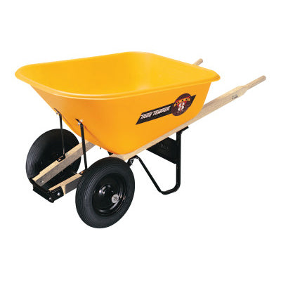 Dual-Wheel Wheelbarrow, 8 cu ft, 2 Pneumatic Tires, Yellow 027-RP810