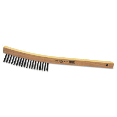 Hand Scratch Brush, 14 in L, 4 x 18 Rows,Steel Bristles, Curved Handle 102-BW-104