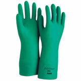 37-175 Nitrile Gloves, Gauntlet Cuff, Cotton Flock Lined, Size 8, Green, 17 mil 012-37-175-8