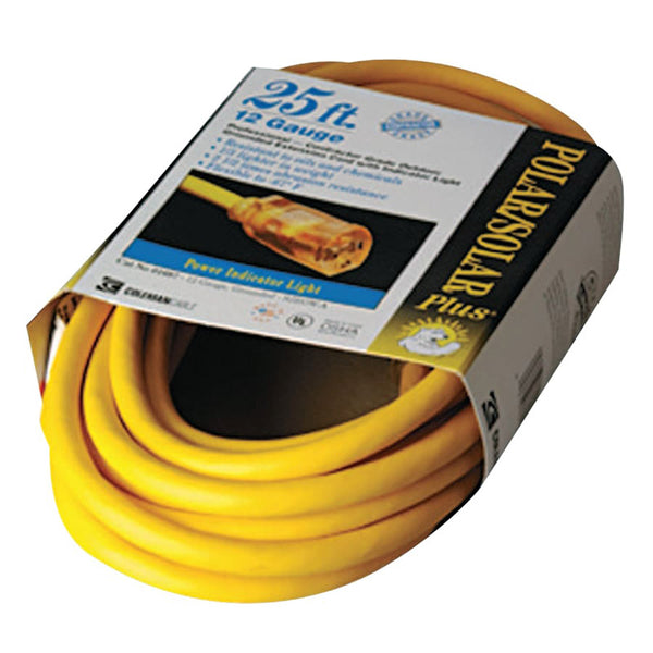 Polar/Solar Extension Cord, 25 ft, 1 Outlet, Yellow 172-01687