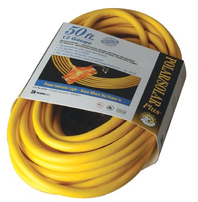 Tri-Source Polar/Solar Plus Multiple Outlet Cord, 50 ft, 3 Outlets, Yellow 172-03488