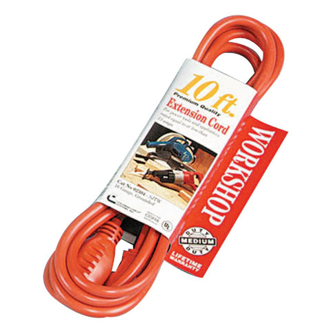 Vinyl Extension Cord, 10 ft, 1 Outlet, Orange 172-02304