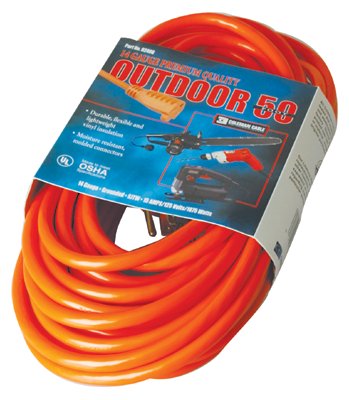 Vinyl Extension Cord, 50 ft, 1 Outlet, Red 172-02408