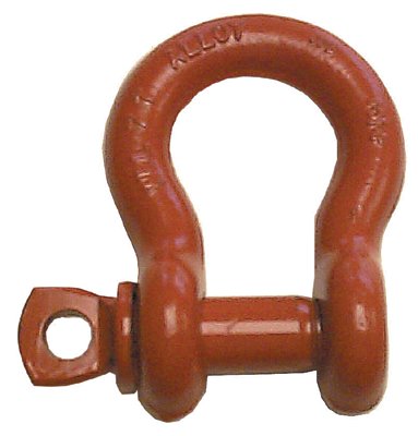 Screw Pin Anchor Shackles, 1/4 in Bail Size, .75 Ton, Orange Paint 490-M646P