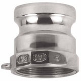 Andrews/Boss-Lock Type A Cam and Groove Adapters, 1 1/2 in NPT Female, Stainless 238-150-A-SS