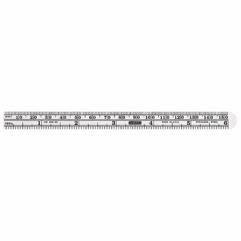 Economy Precision Stainless Steel Rules, 6"X15/32", Stainless Steel, Inch/Metric 318-305ME