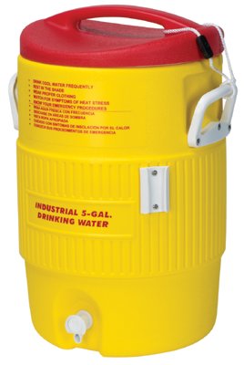 Heat Stress Solution Water Cooler, 5 Gallon, Red and Yellow 385-48153