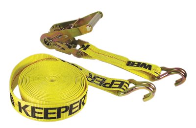 Ratchet Tie-Down Strap, Double-J Hooks, 2 in W, 27 ft L, 3,333 lb Load Cap, Heavy Duty 130-04622