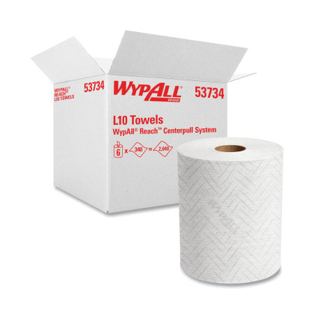 Reach Centerpull System L10 Towels, White, 11 in W x 7 in L, 340 Sheets/Roll, Box, 1 Ply 412-53734