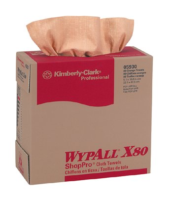 X80 Heavy-Duty Cloth, Red, 8.34 in W x 16.8 in L, 80 Sheets/BX, Pop-Up Box 412-05930