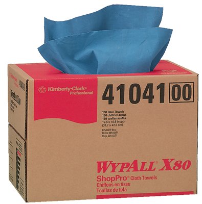 X80 Heavy-Duty Cloth, Blue, 11.1 in W x 16.8 in L, 160 Sheets/BX, Brag Box 412-41041