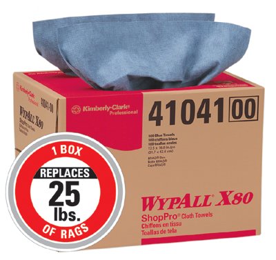 X80 Heavy-Duty Cloth, Blue, 12.2 in W x 12.4 in L, 475 Sheets/RL, Jumbo Roll 412-41043