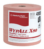 X80 Heavy-Duty Cloth, Red, 12.2 in W x 12.4 in L, 475 Sheets/RL, Jumbo Roll 412-41055