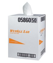 WypAll L40 Professional Towel, White, 19.5 in W x 42 in L, 200/Box, 1-Ply 412-05860