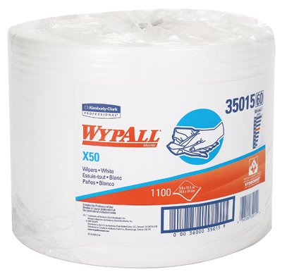 X50 Cleaning Cloth, White, 9.8 in W x 12.2 in L, 1100 Sheets/RL, Jumbo Roll 412-35015