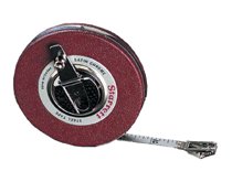 530 Series Steel Long-Line Measuring Tape, 3/8 in W, 50 ft L, Carbon Steel, Red 681-65949