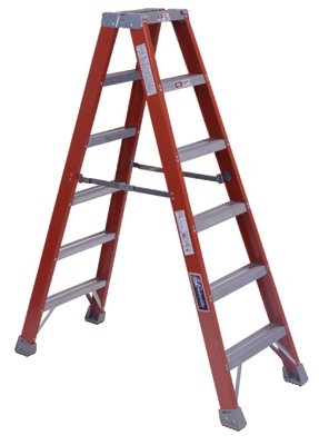 FM1500 Series Fiberglass Twin Front Ladder, 6 ft x 21 7/8 in, 300 lb Capacity 443-FM1506