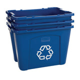 Recycling Boxes, 14 gal, 16 in x 21 in x 14 3/4 in, Blue 640-FG571473BLUE