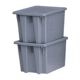 Stack & Nest Palletote Boxes, 1.3 cu ft, 15 1/2 in x 19 1/2 in x 10 in, Gray 640-FG172100GRAY