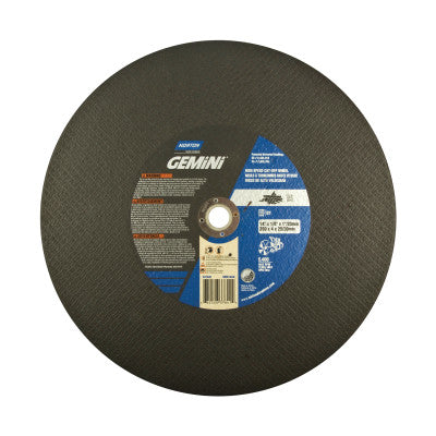 Gemini High-Speed Abrasive Cut-Off Wheel, 14 in dia x 1 in or 20 mm AH, Extra Coarse, 5400 RPM, AO, 10 EA/PK 547-66252837841