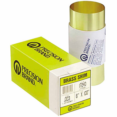 Brass Shim Stock Roll, 0.0004 in, Brass, 0.005 in x 100 in x 6 iin 605-17305