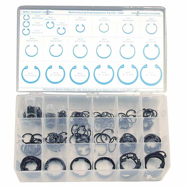 Metric Housing Ring Assortments, Steel, 218 per set 605-13985