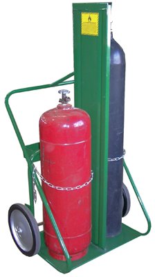 150 Series Cart, Holds 2 Cylinders, 9-1/2 in to 12-1/2 in dia, 14 in Semi-Pneumatic Wheels, with Firewall 339-401-14FW