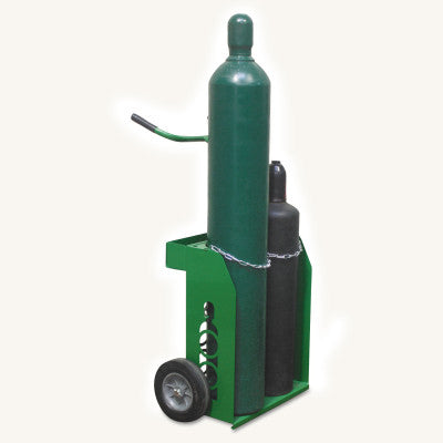 Cylinder Box Cart, for Oxygen and Acetylene, 13.66 in D x 24.5 in W x 43.63 in H, 10 in Semi-Pneumatic Tires 339-950-10B