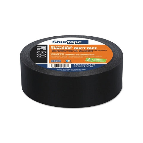 PC 599 ShurGRIP Heavy-Duty Co-Extruded Duct Tape, 48mm W, 55m L, 9 mil thick, Black 689-105462