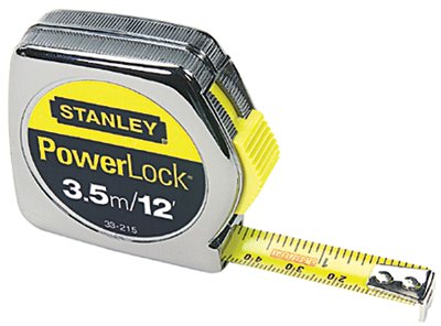 Powerlock Tape Rules 1/2 in Wide Blade, 12 ft x 1/2 in, Inch/Metric, Single Sided, Chrome 680-33-215