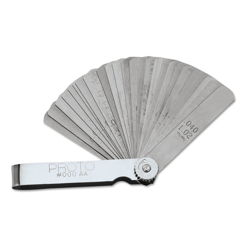 25 Blade Feeler Gauge Set, 0.0015 in to 0.040 in Thickness, Inch/Metric, 1/2 in x 3 in 577-000AA