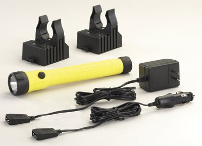 PolyStinger LED Haz-Lo Rechargeable Flashlight, 4 Cell, 260 Lumens, Yellow, AC/DC Charger 683-76412