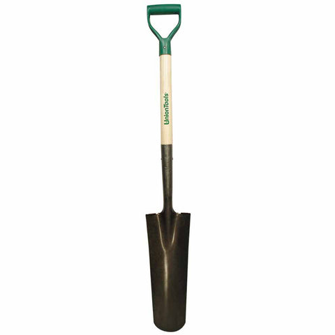 Drain & Post Spade, 16 in L x 6 in W Round Blade, 27 in Hardwood Poly D-Grip Handle 760-47108