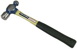 Ball Pein Hammer, Straight Fiberglass Handle, 14 1/2 in, Forged Steel 24 oz Head 770-FS224