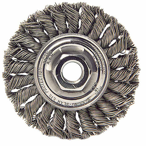 Dualife Twist Knot Wire Wheel, 8 in Dia, 5/8 Arbor, .023 Steel Wire, 38 Knots 804-08156