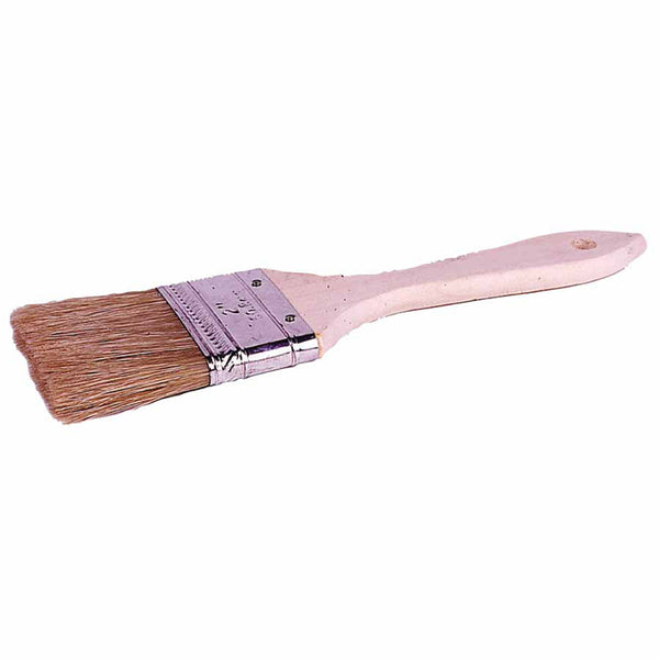 Economy Chip and Oil Brush, 3/8 in Thick, 3 in Wide, White Chinese Bristles, Wood Handle 804-40070