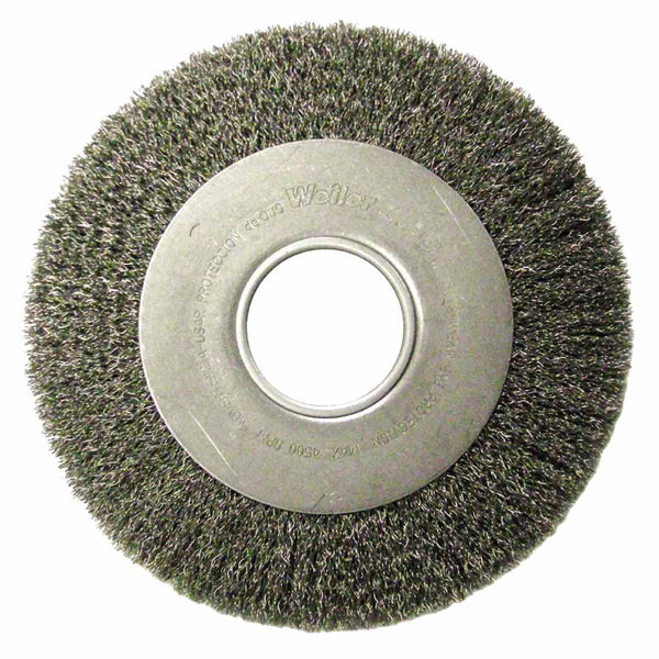 Medium-Face Crimped Wire Wheel, 8 in dia x 1 in W Face, 0.0118 in Steel Wire, 4500 RPM 804-06110