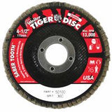 Saber Tooth Ceramic Flap Discs, 4 1/2 in, 36 Grit, 7/8 in Arbor, 13,000 rpm 804-50100