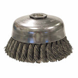 Single Row Heavy-Duty Knot Wire Cup Brush, 5 in dia, 5/8-11 UNC, 0.023 Steel Wire 804-12276