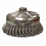 Single Row Heavy-Duty Knot Cup Brush, 6 in dia, 5/8-11 UNC, 0.014 Steel Wire 804-12356