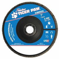 Tiger Paw TY29 Coated Abrasive Flap Disc, 7", 40 Grit, 7/8 Arbor, 8,600 RPM 804-51145