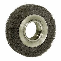 Wide-Face Crimped Wire Wheel, 6"Dia. x 1 1/4"W, 0.006 Stainless Steel, 6,000 rpm 804-03480